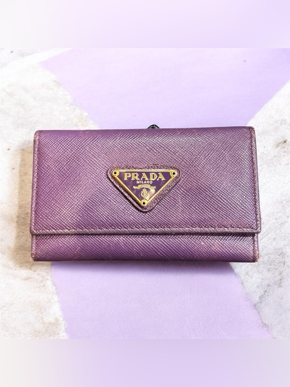 Prada 6-Key Case Saffiano Rich Viola Purple